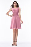 Plain A-line Jewel Half Backless Chiffon Mini Plus Size Bridesmaid Dresses