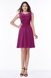 Plain A-line Jewel Half Backless Chiffon Mini Plus Size Bridesmaid Dresses