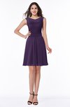 Plain A-line Jewel Half Backless Chiffon Mini Plus Size Bridesmaid Dresses