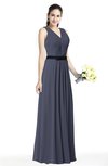 Simple A-line V-neck Chiffon Floor Length Bow Plus Size Bridesmaid Dresses