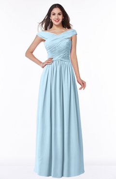 Ice Blue Traditional A-line Sleeveless Chiffon Floor Length Plus Size Bridesmaid Dresses
