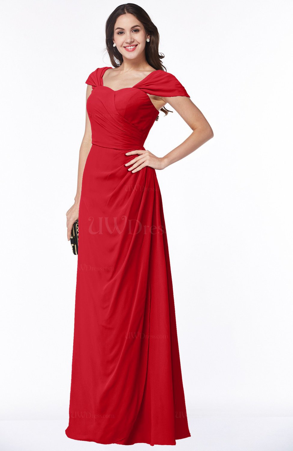 Red Mature A-line Sweetheart Short Sleeve Zip up Floor Length Plus Size ...