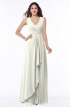Modest A-line V-neck Zip up Floor Length Ruching Plus Size Bridesmaid Dresses