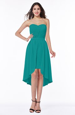 Emerald Green Informal A-line Sleeveless Half Backless Asymmetric Bridesmaid Dresses
