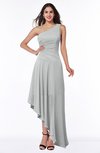Simple Asymmetric Neckline Sleeveless Half Backless Chiffon Asymmetric Plus Size Bridesmaid Dresses