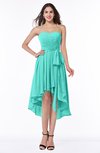 Romantic A-line Sleeveless Zip up Hi-Lo Ribbon Plus Size Bridesmaid Dresses