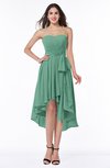 Romantic A-line Sleeveless Zip up Hi-Lo Ribbon Plus Size Bridesmaid Dresses