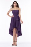 Romantic A-line Sleeveless Zip up Hi-Lo Ribbon Plus Size Bridesmaid Dresses