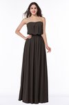 Romantic A-line Strapless Half Backless Chiffon Ribbon Plus Size Bridesmaid Dresses