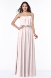 Romantic A-line Strapless Half Backless Chiffon Ribbon Plus Size Bridesmaid Dresses