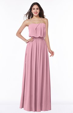 Rosebloom Romantic A-line Strapless Half Backless Chiffon Ribbon Plus Size Bridesmaid Dresses