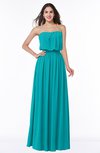 Romantic A-line Strapless Half Backless Chiffon Ribbon Plus Size Bridesmaid Dresses
