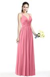 Simple Spaghetti Sleeveless Chiffon Sash Plus Size Bridesmaid Dresses