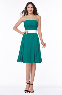 Emerald Green Sexy A-line Zipper Chiffon Knee Length Plus Size Bridesmaid Dresses