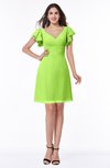 Elegant V-neck Short Sleeve Zipper Chiffon Bridesmaid Dresses