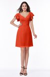 Elegant V-neck Short Sleeve Zipper Chiffon Bridesmaid Dresses