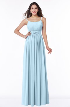Ice Blue Modern A-line Spaghetti Zip up Floor Length Sash Plus Size Bridesmaid Dresses