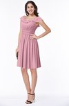 Cute Scoop Short Sleeve Zip up Sash Plus Size Bridesmaid Dresses