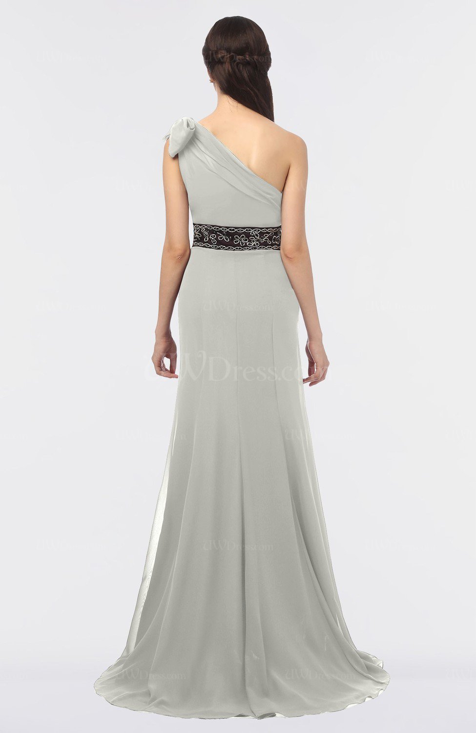 one shoulder a line gown