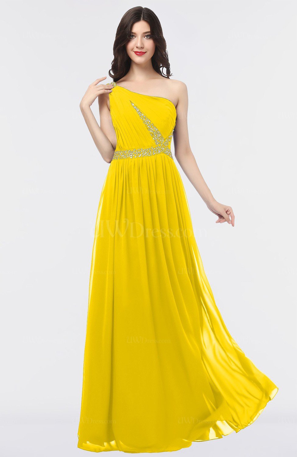 Yellow Gorgeous A-line Sleeveless Zip up Sequin Bridesmaid Dresses ...