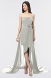 Glamorous A-line Strapless Zip up Sweep Train Graduation Dresses