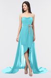 Glamorous A-line Strapless Zip up Sweep Train Graduation Dresses