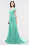 Mature Sweetheart Short Sleeve Sweep Train Appliques Prom Dresses