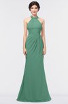 Romantic Sheath Halter Sleeveless Floor Length Appliques Bridesmaid Dresses