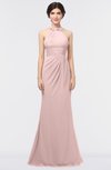 Romantic Sheath Halter Sleeveless Floor Length Appliques Bridesmaid Dresses