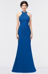 Romantic Sheath Halter Sleeveless Floor Length Appliques Bridesmaid Dresses