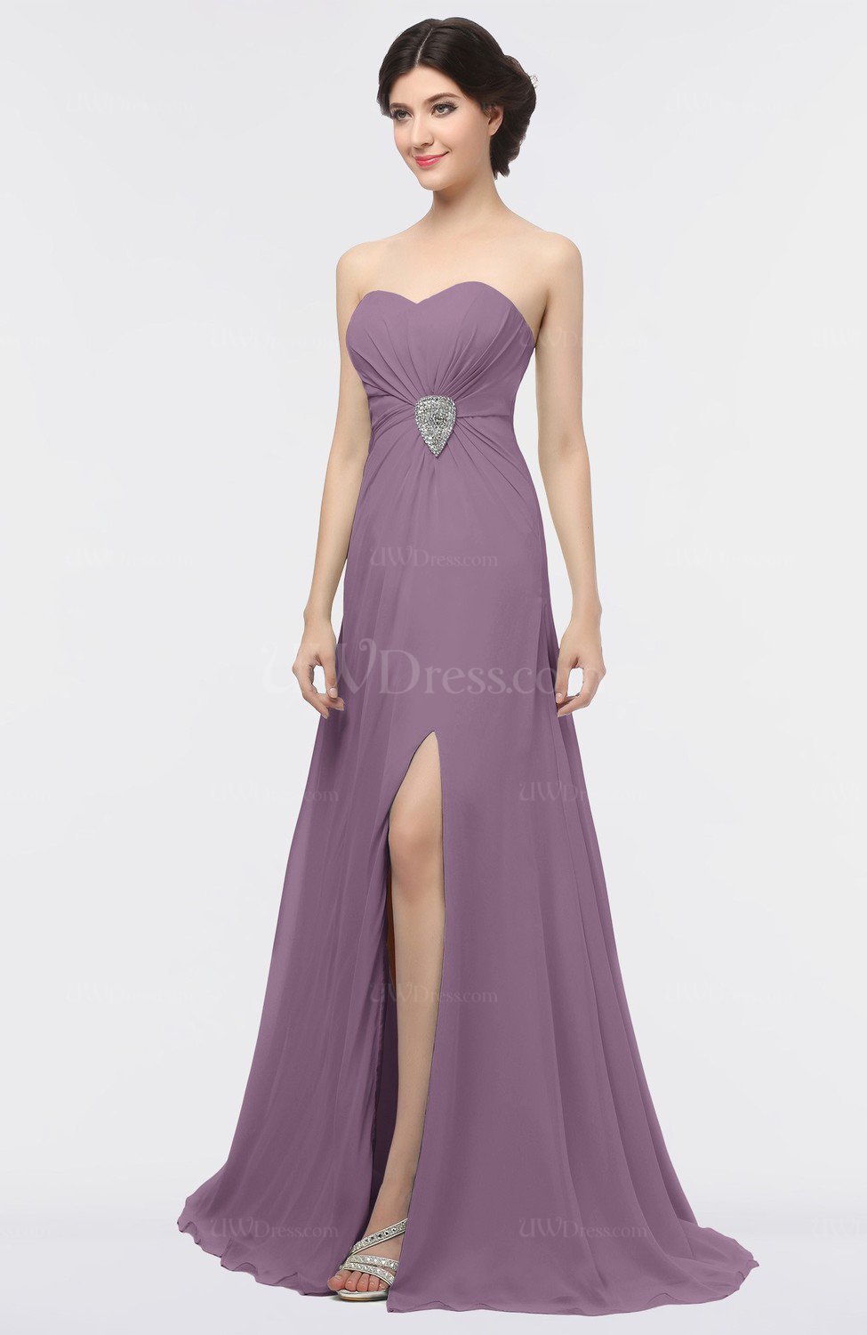 Mauve Elegant Sleeveless Zip up Floor Length Appliques Prom Dresses ...