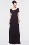 Elegant A-line Short Sleeve Zip up Floor Length Beaded Mother of the Bride Dresses