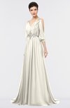 Mature A-line 3/4 Length Sleeve Zip up Sweep Train Appliques Prom Dresses