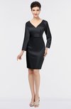 Modest V-neck Long Sleeve Zip up Knee Length Mother of the Bride Dresses