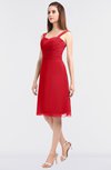 Modern A-line Spaghetti Knee Length Ruching Bridesmaid Dresses