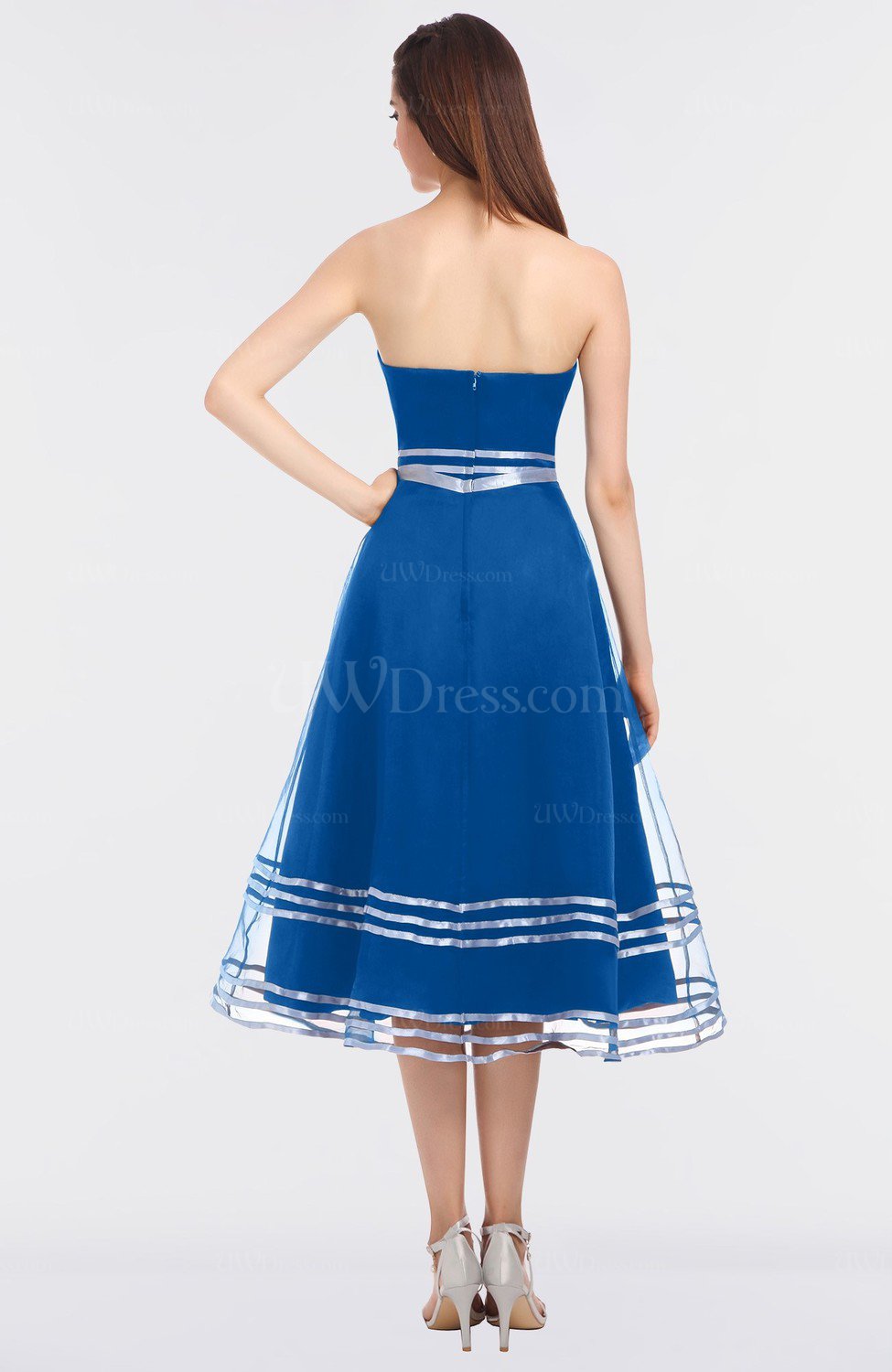 Royal Blue Mature Ball Gown Bateau Sleeveless Zip up Sash Prom Dresses
