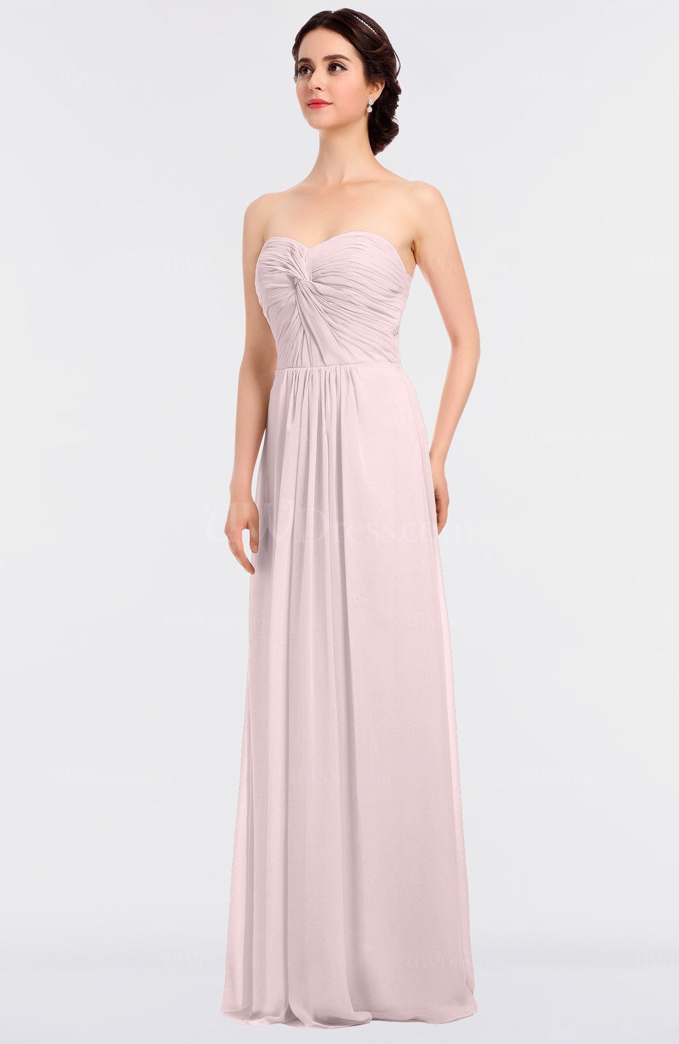 Petal Pink Modern Strapless Sleeveless Zip up Ruching Bridesmaid ...