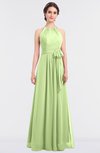 Classic A-line Halter Zip up Pick up Bridesmaid Dresses