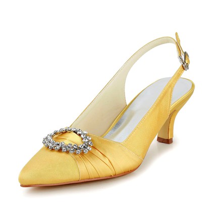 Women's Wedding Shoes Pointed Toe Satin Casual Low Heel Rhinestone