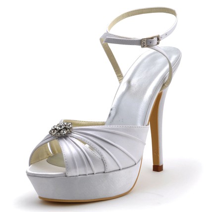 Women's Sandals Stiletto Heel Ruched Wedding Open Toe Silk Like Satin