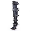 Cow Leather Pumps/Heels Over The Knee Boots Closed Toe Graduation Average Buckle