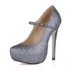Stiletto Heel Wedding Shoes Sparkling Glitter Wide PU Mary Jane Women's