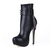 Rivet Boots Round Toe Stiletto Heel PU Booties/Ankle Boots Women's