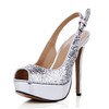 Women's Wedding Shoes Wide Open Toe Sequined Cloth/Sparkling Glitter Stiletto Heel Buckle