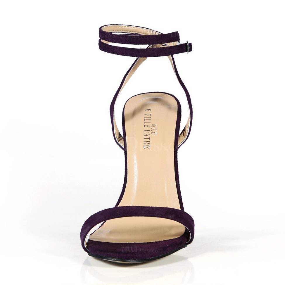 Fudge Brown Graduation Sandals Women's Stiletto Heel Stretch Velvet ...