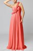 Romantic Column One Shoulder Sleeveless Ruching Evening Dresses