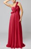 Romantic Column One Shoulder Sleeveless Ruching Evening Dresses