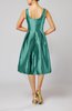 Simple Sleeveless Zipper Taffeta Tea Length Little Black Dresses