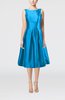 Simple Sleeveless Zipper Taffeta Tea Length Little Black Dresses