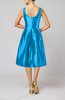 Simple Sleeveless Zipper Taffeta Tea Length Little Black Dresses